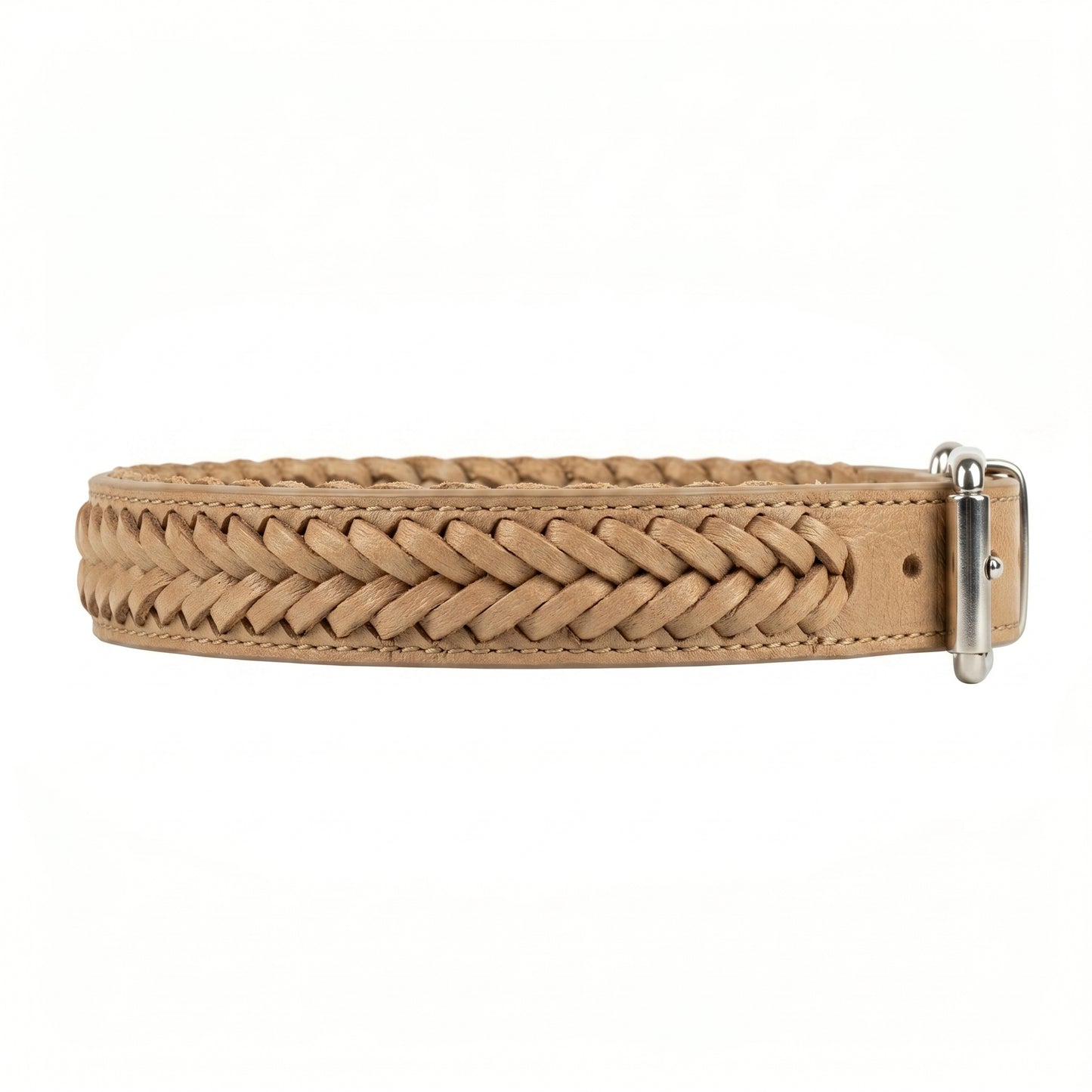 Roxey Medium Leather Dog Collar Beige