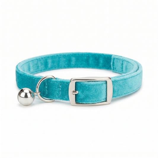 Roxey Medium Velvet Cat Collar Turquoise
