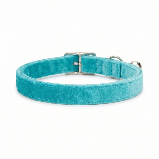 Roxey Medium Velvet Cat Collar Turquoise