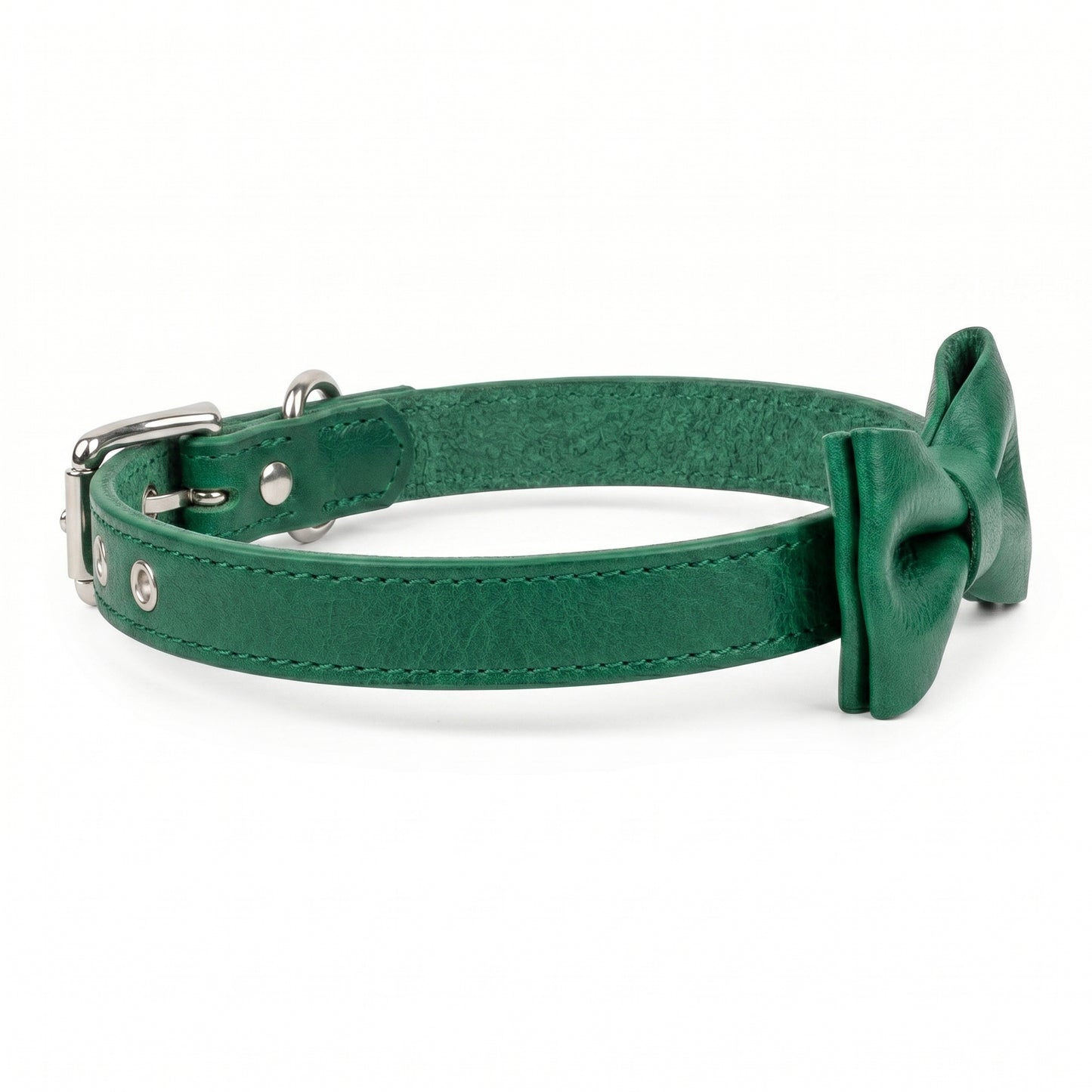 Roxey Medium Leather Cat Collar Emerald