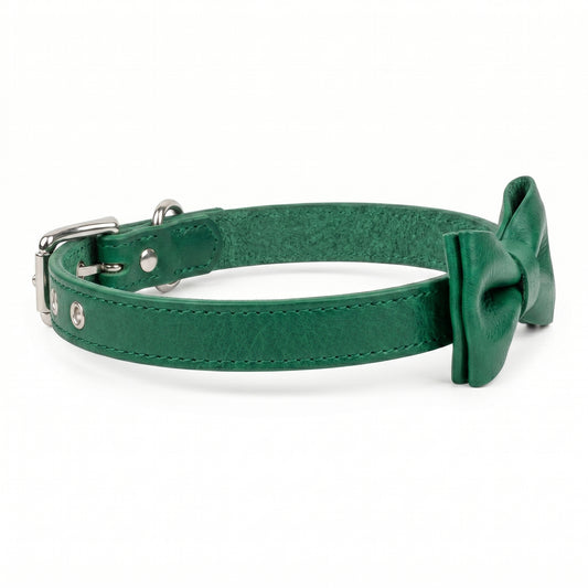 Roxey Medium Leather Cat Collar Emerald