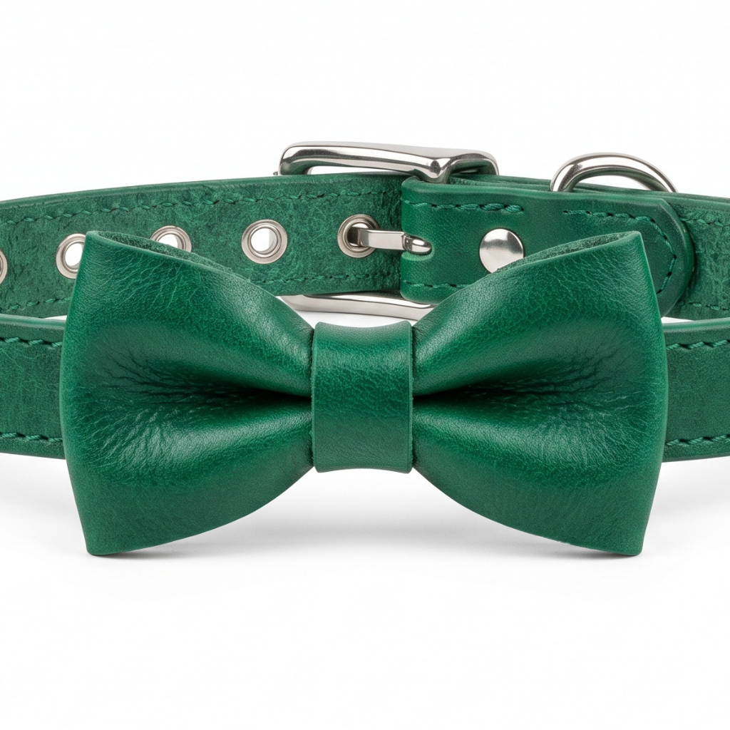 Roxey Medium Leather Cat Collar Emerald